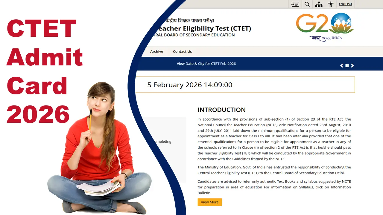 CTET Admit Card 2026 Download Link, Exam Date @ctet.nic.in