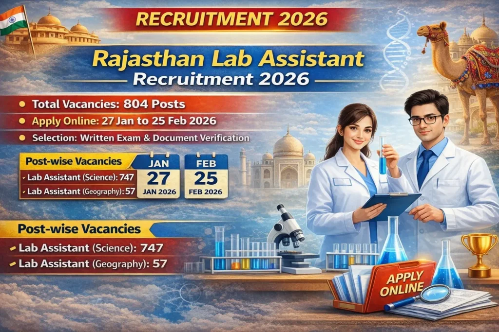 राजस्थान RSSB Lab Assistant भर्ती 2026: 804 पद, फॉर्म भरने का आखिरी मौका!